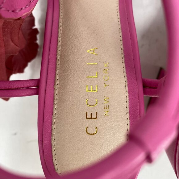 Cecelia Pink Hibiscus Heels | Size 7 Open Toe Block Heel - Picture 5 of 9